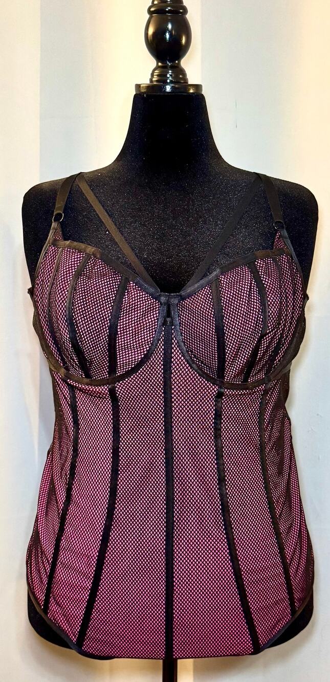 Fishnet And Satin Binding Bodysuit